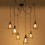 Suspension style vintage industriel 6 pendants a cage - Pour Ampoule a filament Edison
