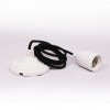 Suspension Douille porcelaine blanche et cable textile Noir - Pour Ampoule a filament Edison