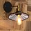 Applique laiton avec abat jour Miroir & acier noir - style vintage Industriel