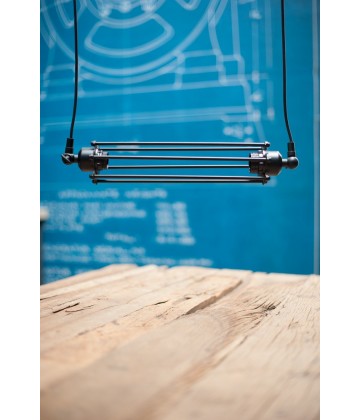 Double suspension a tube arme style vintage industriel - Pour ampoule a filament Edison