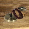 Suspension Douille vieux bronze et cable textile torsade bordeau - Pour Ampoule a filament Edison