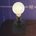 Lampe a poser - socle acier sur bois -vintage industriel pour ampoule a filament Edison