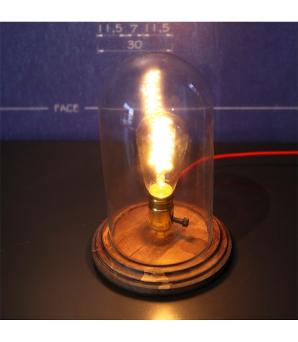 Lampe a poser - globe verre style vintage industriel pour ampoule a filament Edison